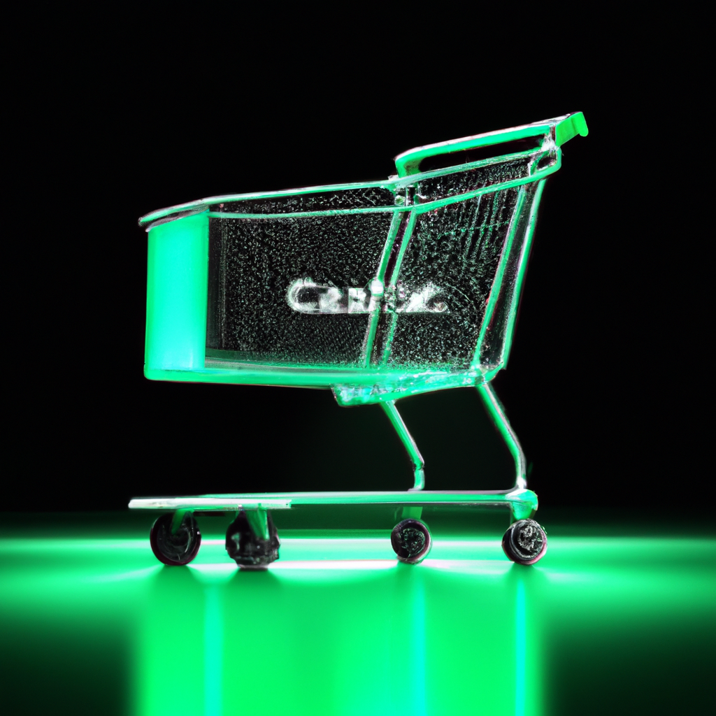 Carrello elegante con accenti verde teal su sfondo sfumato